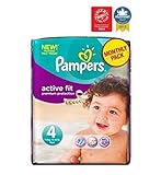 パンパースアクティブフィットおむつサイズ4月額パック - 168おむつ (Pampers) (x2) - Pampers Active Fit Nappies Size 4 Monthly Pack 
