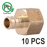 Pex 1 / 2 " x 1 / 2 " Female NPTねじアダプタ – クリンプ継手ブロンズ/真鍮/ 10
