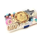 【DIY セット】授乳ジュエリー 歯固めおもちゃ アクセサリー 天然木＋シリコン＋ロープ「セット 2」