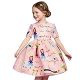 Domybest子供服 女の子 ワンピース　フォーマル　ピンク　 サンドレス 可愛い ドレス プリンセスドレス　ガールズ ワンピース プリント　半袖 春 夏 日常着　誕生日 入学式 卒業式 発表会 結