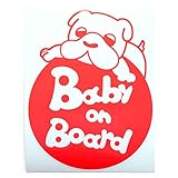 レッド（赤） 犬 ブルドッグ Baby on board ベビーオンボード ステッカー 窓ガラス用シールタイプ 車 円戌 干支 動物