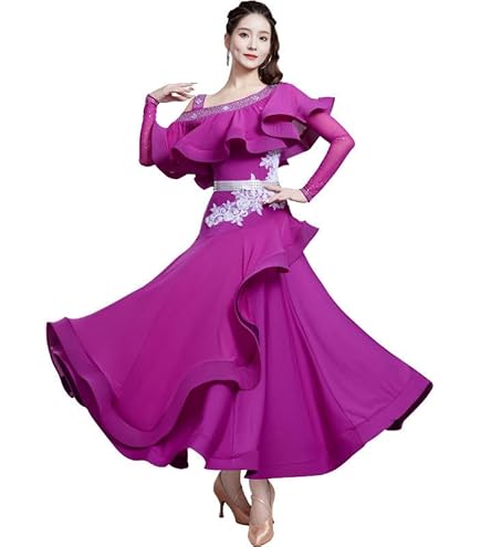Amazon.co.jp: RIKOUZY お花飾り 紫 白 社交ダンスドレス ワルツ