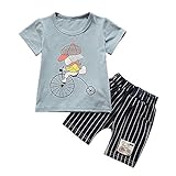 Onesall 子供服 ベービー服 赤ちゃん服 男の子 女の子 スーツ シャツ ズボン２セット 綿 夏 90-120cm半袖 上下 2点セット 誕生日 子供の日 遊園地に カジュアル お出かけ 出産祝