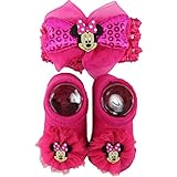 ミニー マウス　"Smiles" ピンク　ベビーソックス& ヘッドバンドセット０歳－６ヶ月