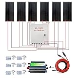ECO-WORTHY 600W ソーラーパネルキット: 6個 100W ソーラーパネル + ソーラーケーブル + 30A チャージャーコントローラー + コンバイナボックス + Z 取付金具 RV ボ