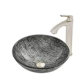 VIGO Titanium Glass Vessel Bathroom Sink and Linus Vessel Faucet with Pop Up, Brushed Nickel [並行輸入品]