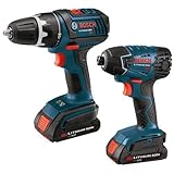 Bosch CLPK232-180 18-Volt Lithium-Ion 2-Tool Combo Kit with 1/2-Inch Drill/Driver, Impact Driver, 2 