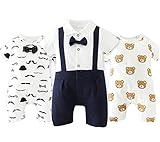 LAZA　新生児から フォーマル ロンパース 赤ちゃん 綿100 半袖 Baby 3枚セット ベビー服 サイズ 59cm 66cm 73cm 80cm (73cm)