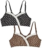 桝谷 パッド付 小花柄ハーフトップ マタニティ授乳兼用 M ブラウン&ブラック 2枚セット 5873pad set5932