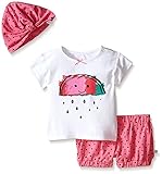 Rosie Pope Little Girls Watermelon Rain 3 Piece Set with Matching Turban Azalea Pink 24 Months [並行輸入