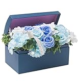 REEMONDE 創意プレゼント ソープフラワー　枯れない花　石鹸花　メッセージカード付き　インテリア　入浴剤　バレンタインデー　クリスマス　母の日　誕生日　祝い　昇進　転居等のベストギフト (ブルー