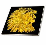 3drose Scenes from the Pastマジックランタン – American Indian Vintage Golden Chief in Headdress Circa 1900 –