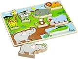 エデュコ 知育玩具 ワイルドアニマル積み木パズル