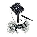 LEDソーラーライト 屋外 充電式 花 フラワーモチーフライト【ブルー】 ガーデンライトLED 50球 LEDイルミネーション