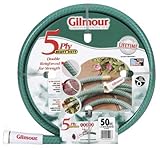 Gilmour 26 Series 5 Ply All Seasons Double Reinforced Vinyl Hose 5/8 Inch x 50 Feet 26-58050 Green [