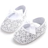 ファーストシューズ　ベビーシューズ　ベビー靴　可愛い　蝶結び　女の子　柔らかいソール　練習用 (L, シルバー)