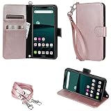 wisers LG style3 L-41A 手帳型スマホケース 牛革PUレザー カードホルダー スタンド機能付 ハンドストラップ ネックストラップ ローズゴールド