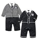 ベビー服 男の子 カバーオール フォーマル カーディガン ネクタイ付 スナップボタン (2.ブラック/80cm)