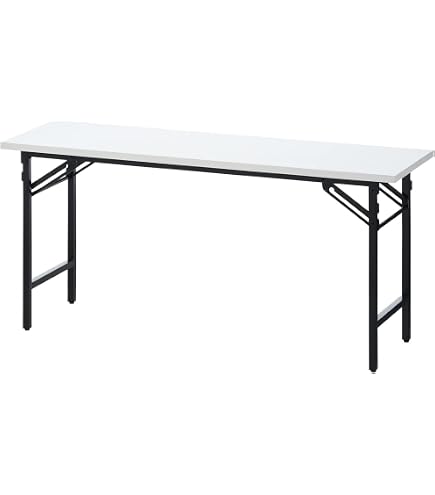 Amazon｜折りたたみテーブル 幅150×奥行45×高さ70cm 棚付き ホワイト