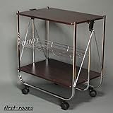 折りたたみワゴン キャスター付 幅68.2 奥行40.7 高さ70.2cm ダークブラウン