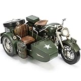 EnergyPower 長江750 ヴィンテージバイク 36センチ大型サイズ スチール模型 デラックス版 ハンドメイド完成品 CJ-750 1/7スケール レトロ オートバイ サイドカー 軍用バイク ミリタリーバイク ビンテージ インテリア 中国人民解放軍 ハンドクラフト (グリーン)