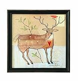 Creative Co-Op Wood Framed Wall Decor with Deer Image [並行輸入品]