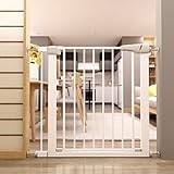 LANGRIA ベビーゲート ペットゲート オートゲート バリア ゲート 突っ張り セーフティゲート 安全ゲート 柵 スチールゲート プレイヤード 安全対策 ベビーサークル 片手で操作ができ 取り付け