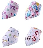 【SCGEHA】ベビー 赤ちゃん スタイ よだれかけ ビブ 男の子 女の子 兼用 ユニセックス かわいい イラスト 4枚セット （A）