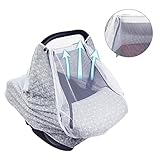 Cheng-store ベビーカーシートオーニングトロリー蚊帳サンシェード断熱スーパーソフト、快適、通気性、弾性多目的ケアカバー（グレー）