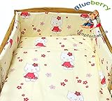 Blueberry Shop Tour de lit pour lit d'enfant Motif chat Crème 35 x 150 cm