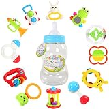 toymytoy 12pcs Baby Rattle Teether、Teether Toy GiantミルクボトルGrasp Toys