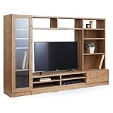 LOWYA （ロウヤ） テレビ台 壁面収納 一体型 ガラス扉 オープンラック 可動棚 たっぷり収納 木製 ～50型対応 テレビボード ハイタイプ 幅220cm ヴィンテージナチュラル おしゃれ 新生活