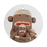 Sock Monkey Family Round Porcelain Ornament or Wall Decor [並行輸入品]