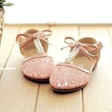 (韓国スタイル子供靴) キッズフォーマルシューズ ドレス靴女の子用フォーマル　プリンセス姫様風レースパンプス真珠コサージュ　ストラップ全２色 pink,20