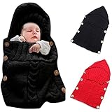 oenbopo ベビー用寝袋 赤ちゃん用おくるみ ニット製 ボタン付き 肌触りいい 出産祝い 記念撮影 ギフトにも大人気 (ブラック)