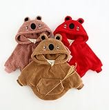 yukinko(ゆきんこ) もこもこ ふわふわ 赤ちゃん ジャケット セーター パーカー 耳 付き アニマル フード (59cm, レッド)