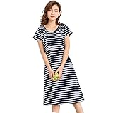 LPATTERN マタニティ 授乳服 授乳口付き 授乳 半袖 ワンピース 2way 外出 2セット 夏【 透けない素材 】 無地 ストライプ シンプル M/L/XL 5色