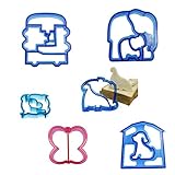 6pcsサンドイッチカッター動物図形、loveqmallパンカッターFun Shapesキッズ用、Mini Crust & Cookie cutters-dinosaur、イルカ、象、犬、子供バタフラ