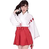 A&TCollection 夢のなかの巫女ちゃま ミニ巫女 和服 白 赤 Mサイズ コスプレ コスチューム レディース