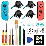 ジョイコン修理キット 24in1 ATiC 任天堂 Switch 有機ELモデル対応 Switch スティック 修理交換用パーツ ドライバー アナログスティック ジョイコン修理 スティックキャップ付き Nintendo Switch/Switch OLED/Switch Lite に対応