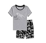 （マソンナーニ）Masonanic キッズ パジャマ ベビー　半袖 夏向け 寝巻き男の子　 ルームウェア Tシャツパジャマ 恐竜柄 ボーイズ 男児 (130cm, グレー)