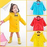 Ruibaolai　キッズレインコート　レインウェア 　カワイイリボン付き　子供用かっぱ　防水　反射テープ付き　梅雨対策　女の子　男の子　通学　通園　専用収納ポーチ付き　全3色 (Ｍ, 赤)