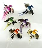 グループ12のエレガントなAssortedカラー人工フェザーTailedマッシュルームBirds Forクラフト用、作成と表示