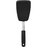 OXO Silicone Flexible Large Turner/Spatula, Black | Heat resistant, safe for non-stick surfaces, thin and flexible edges for 