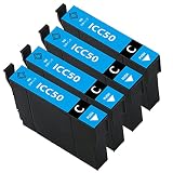 エプソン用 ICC50インク ICC50互換インクカートリッジ シアン 4本セット/増量/残量表示/個別包装 IC6CL50対応機種：EP-301 EP-302 EP-4004 EP-702A EP-703A EP-704A EP-705A EP-774A EP-801A EP-802A EP-803A EP-803AW EP-804Aなど