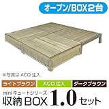 キュート収納ボックス オープン1.0坪セット 【ライトブラウン】 収納ボックス2個バージョン 【1800×1800mm】 aks-25388-25395-25401 ガーデンデッキ DIY 天然木 組