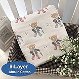 Riho 赤ちゃん8層100% muslin cotton いいえ蛍光体いいえホルムアルデヒドおくるみベビー布団 (Bear)
