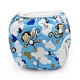 赤ちゃん&幼児用スナップ再利用可能な吸収性用おむつ調節可能&スタイリッシュなおむつウルトラプレミアム品質、環境に優しいベビーシャワーギフト&水泳にレッスン。。 カラー: ブルー