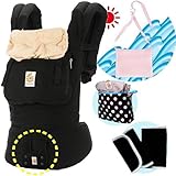 エルゴベビー抱っこ紐（ベルト付）/出産祝サマーセット （ブラック）【正規品2年間保証-SG認定付】よだれパッド＋収納ポーチ＋ひんやりクールパット付