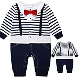 (チェリーレッド)CherryRed 男の子 ボーダー 重ねて サロペット スーツ風 ロンパース 80